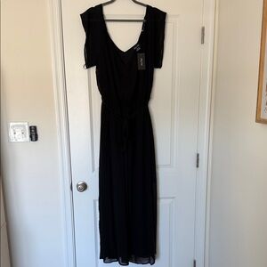 NWT City Chic Black Women's Maxi Dress with Tie Waist